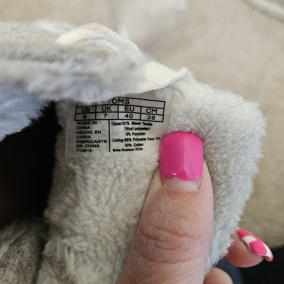 TOMS Del Rey Charcoal Wool with Shearling Shoes Women's 9 - Picture 9 of 9